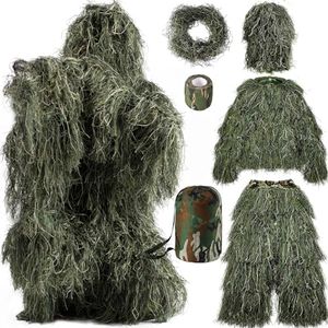 VIGASZEN Ghillie Suits 6 in 1, 3D Camouflage Hunting Ghillie Suits (Woodland, Deep Green, XLarge XXLarge)