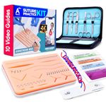 Complete Suture Practice Kit for Medical Students w/How-to Suture HD Video Course, Suture Training Manual & Carryall Case. All-in-One A Plus Medics kit incl. Suture Practice pad. (Education Use Only)