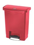 Rubbermaid Commercial Products Slim Jim Step-on Resin Front Step Waste Receptacle Bin 30 Litre Red 1883564