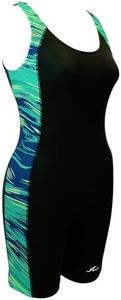 Adoretex Women's Water Aerobics Unitard Boyleg Swimsuit (FU006) - Black/Green - L