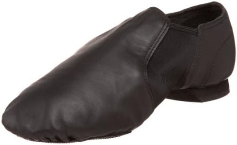 SANSHA Charlotte Leather Slip-On Jazz Shoe,Black,7 M US Women's