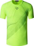 jeansian Boys' Active Sportswear Short Sleeve Breathable T-Shirt Tee Tops LBS701, Lbs703_GreenYellow, 135-140