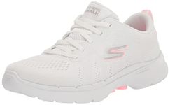 Skechers Womens Go Walk 6 Walking Shoes Vegan High-Rebound Ultra-Lightweight Hyper Pillar Technology White - 2 UK (124623)