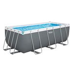 Bestway Power Steel | Above Ground Pool, with Pump and Ladder Rectangular Pool Set, Grey, 13.6ft