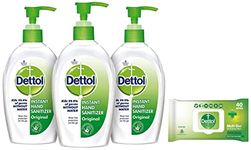 Dettol Disinfectant Skin & Surface Wipes, Original – 40 Count| Safe on Skin| Ideal to Clean Multiple Surfaces| Resealable lock-lid & Original Germ Protection Alcohol based Hand Sanitizer Pump, 200ml