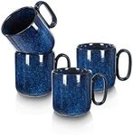 vicrays Ceramic Coffee Mug Set - 18 Ounce Large Stoneware Mug for Men Women - Unique Glazed Porcelain Mugs with Handle for Coffee Latte Tea Milk Cocoa - Set of 4 (Blue)