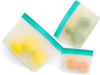 MUMI Reusable Zip Up Bags - Food Storage Bags Travel Organizer - Airtight and Leak-proof Ziplock Bags - Set of 3 Reusable Bags with Zipper - Aqua