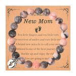 New Mom Gifts Natural Stone Bracelets for Women Daughters Daughter in Law Pregnancy Gifts for First Time Moms Mama Mommy to Be Christmas Birthday Gifts for Expecting Mother Footprint Bracelet