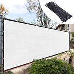 Royal Shade 5' x 10' White Fence Privacy Screen Windscreen Cover Netting Mesh Fabric Cloth - Cable Zip Ties Included (We Make Custom Size)