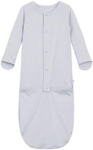 BambooBud Baby Nightgowns Sleeper Gown Newborn Long Sleeve Pajama Gowns Unisex Viscose from Bamboo Sleepwear, Greyish Ivory, 0-3Months