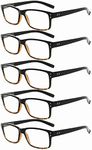 Eyekepper Mens Vintage Reading Glasses-5 Pack,Black-Yellow Tortoise +2.75