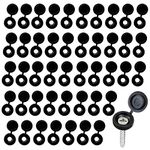 Screw Cover Caps, 140Pcs Plastic Screw Caps 4mm Hinged Screw Cover Caps Fold Screw Snap Covers Washer Flip Tops (Black)