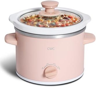 COOK WITH COLOR 2QT Mini Electric Round Slow Cooker - Adjustable Settings, Removable Stoneware Pot, Tempered Glass Lid, Dishwasher Safe, Cool-Touch Side Handles, Dusty Rose