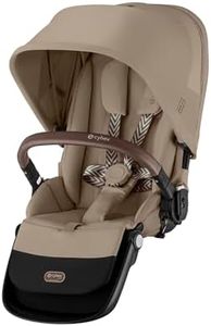 Cybex Gazelle/e-Gazelle S 2 Second Seat – Reclining Seat, Up to 50 lbs, Infant & Toddler, Easy Installation, Comfortable & Secure, Almond Beige with Brown Bumper Bar