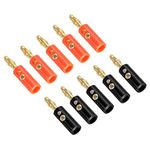 PATIKIL 20 Pack Banana Plugs Connector Screw Type Speaker Banana Plugs 4mm Gold-Plated Alloy Red Black for Speaker Wires, Sound Systems, Video Receivers, Home Theater