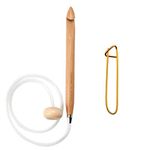 ChiaoGoo Flexible Crochet Hook 24-inch (61cm) Bamboo Dark Patina Crochet Hook; Size US S (19mm) Bundle with 1 Sturdy Stitch Holder 5124-S