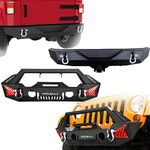 YITAMOTOR Front & Rear Bumper Compatible with 2007-2018 Jeep Wrangler JK & JK Unlimited (2/4 Doors) w/Fog Light Holes & D-Rings & Winch Plate & Hitch Receiver