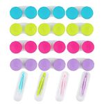 12 Pack Colorful Contact Lens Case Holder,YuCool Cute Contact Lens Container Soak Storage Set with 4 Pack Portable Stick Tool Case Kit(Inserter+Tweezer with Soft Tip)-Green,Pink,Blue and Purple