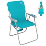 #WEJOY Folding Beach Chair for Adults, Lightweight Beach Chair with Shoulder Straps, High Back Beach Chairs with Hard Armrest, Supports 300lbs for Beach Lawn Concert, Cyan