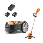 LawnMaster VBRM16 OcuMow™ Drop and Mow Robot Lawnmower & Cordless Grass Trimmer with 2x MX 24V lithium batteries and fast charger. No Boundary Wire, App or Outdoor Socket needed. For lawns up to 200m2