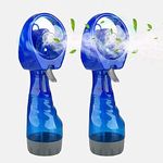 2PCS Misting Fans Portable, Suitable for Going Out in Hot Weather, Handheld Battery Powered Water Spray Fans qzjijosen (Blue)