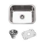 HOUZER BSS-2309 Belleo Series Topmount Single Bowl Kitchen Sink, Stainless Steel