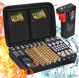 Battery Storage Organiser, ENSOBO Battery Storage Box Hard Case Holds 148 various types of Batteries (AA AAA C D 9V), Waterproof Fireproof Battery Organizer with Tester (Not includes Batteries)