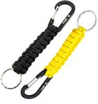 Kadactive 2 Pack Paracord Keyrings With Carabiner Keyring Clip - For Backpack, Survival, Camping - Paracord Key Chain Key Holder - Key Lanyard For Men - Car Keyring - Black-Yellow