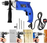 Hammer Drill 240V for Wood Metal Concrete, 850W Corded Drill 3000rpm Variable Speed, 2 in 1 Electric Drill Impact Drill with 360° Rotating Handle, 13mm Metal Chuck