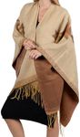 Brook + Bay Winter Poncho - Shawl Wrap & Womens Poncho Sweater w/Tassels - Cardigan Poncho - Travel Cape Poncho for Women