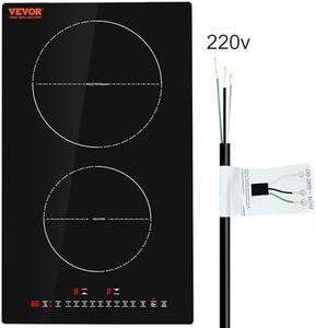 VEVOR Electric Cooktop, 2 Burners, 12'' Induction Stove Top, Built-in Magnetic Cooktop 3000W, 9 Heating Level Multifunctional Burner, LED Touch Screen w/Child Lock & Over-Temperature Protection
