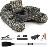GYMAX Fishing Float Tube, 350lbs Inflatable Belly Boat with Fish Ruler, Fishing Rod Holder, Pump, Storage Bag, Flippers & Adjustable Straps, Portable Backpack Float Tube for Fishing and Angling