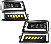 Z-OFFROAD LED Headlights Assembly DOT Approved with DRL Turn Signal Hi/Low Sealed Beam Compatible with 03-06 Chevy Silverado Avalanche (Sequential Turn Signal + Clear Side Marker)
