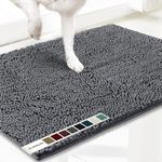 Muddy Mat® AS-SEEN-ON-TV Highly Absorbent Microfiber Door Mat and Pet Rug, Non Slip Thick Washable Area and Bath Mat Soft Chenille for Kitchen Bathroom Bedroom Indoor and Outdoor - Grey Medium 30"X19"