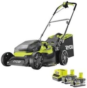 RYOBI Tondeuse Hybride - Ø 37 cm - 2 batteries LithiumPlus 36V 5,0 Ah - Noir et vert