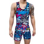 TRI-TITANS Graffiti Dope Wrestling Singlet Youths and adult Mens sizes, Blue, Youth Large