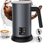 Milk Frother, [4-in-1] Homtronics 10 oz Electric Milk Frother and Steamer with Cold & Hot Froth for Latte Cappuccino, Stainless Steel Automatic Coffee Foam Maker, Instant Milk Chocolate Steamer Heater