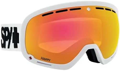 Spy Optic Marshall Snow Goggle, Winter Sports Protective Goggles, Color and Contrast Enhancing Lenses, Matte White - Happy ML Rose with Red Spectra Mirror Lenses
