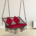 Swingzy Premium Large Double Seater Swing Chair/Hammock Chair for Home, Indoor, Outdoor, Garden/Hanging Hammock Swing Chair for 2 People/Jhula for Adults with Hanging KIT with - (Brown,Polyester)