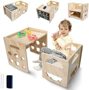Kids Table and Chair Set Wooden Toddler Table and Chair Set Kids Drawing Table with Blackboard Toddler Seat and Desk Step Stools Baby Table Chair for Eating Drawing Reading