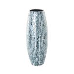 Deco 79 Mother of Pearl Handmade Vase, 8" x 8" x 19", Blue