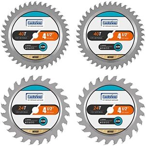 Luckyway 4-Pack 4-1/2 Inch 24T&40T with 3/8 Inch Arbor TCT Circular Saw Blade for Cutting Wood