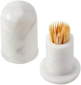Apasqro Luxury White Carrara Marble Toothpick Holder with Lid – Elegant Toothpick Dispenser, Modern Marble Case with Cover for Dining Table or Home Decor, Ideal Gift Choice