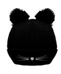 Bellady Winter Hats Cute Cat Ear Hat with Embroidered Warm Knit Crochet Ski Cap,Style2_Black