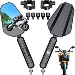 Adventure Motorcycle Mirror with Upgraded Ball-Head, No Vibration ATV Rear View Mirror with 8/10MM Screw and 7/8" Handlebar, 360° Viewing Sport Mirrors for 99% Suzuki Honda Yamaha Kawasaki Motorcycle