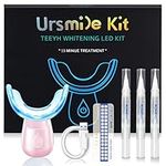 Teeth Whitening Kit with LED Light for Home Teeth Whitener with 3 Teeth Whitening Gel Refill Pens, Sensitivity Free Formula Teeth Whitener Kit - Pink