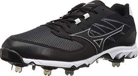 Mizuno Men's 9-Spike Dominant 2 Low Metal Baseball Cleat Shoe, Black/White, 11.5