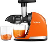 AMZCHEF Juice Extractor - Fruit and Vegetable Juice Extractor - BPA Free Cold Juicer with 2 Cups and Brush - Reverse Chew Function to Prevent Blocks - Bright Orange