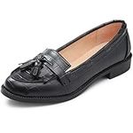 MIXIN Womens Slip On Loafers Girls Boat Shoes for Ladies Moccasins Black Size UK 6