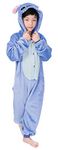 TEHA Kids Kigurumi Pajamas Anime Cosplay Costumes Onesies Girls Boys Cartoon Pyjamas (Height 37-41, Blue Stitch)